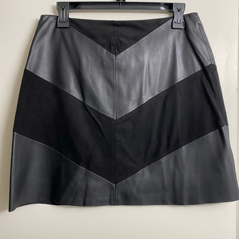Faux suede and leather chevron skirt